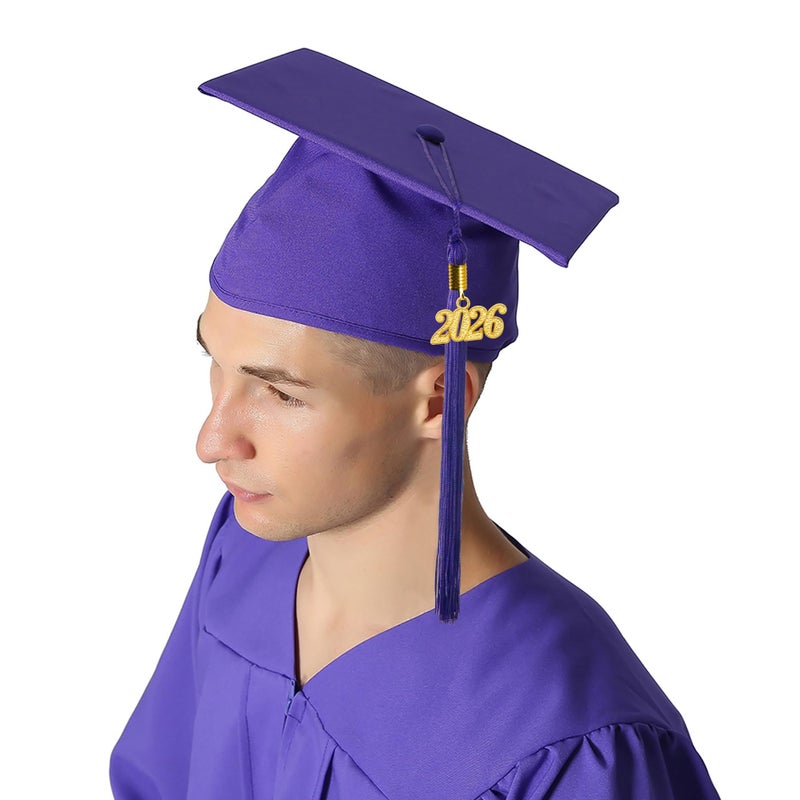GraduationMall Unisex Adult Matte Graduation Cap with 2026 Tassel Purple - Image 2